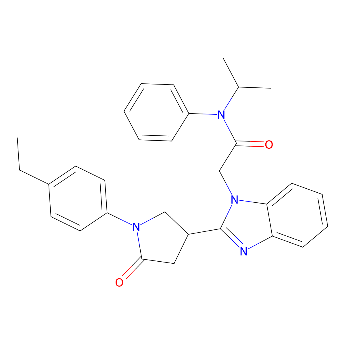 2-(2-(1-(4-ethylphenyl)-5-oxopyrrolidin-3-yl)-1H-benzo[d]imidazol-1-yl)-N-isopropyl-N-phenylacetamide molecular structure, CAS 847394-68-7