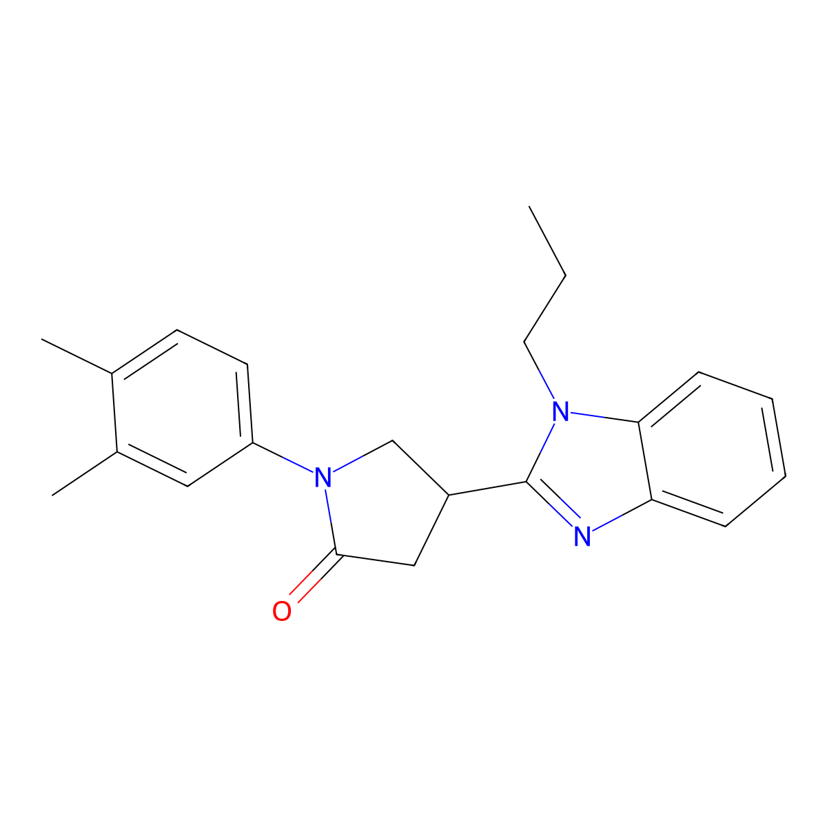 1-(3,4-Dimethylphenyl)-4-(1-propylbenzimidazol-2-yl)pyrrolidin-2-one molecular structure, CAS 847394-80-3