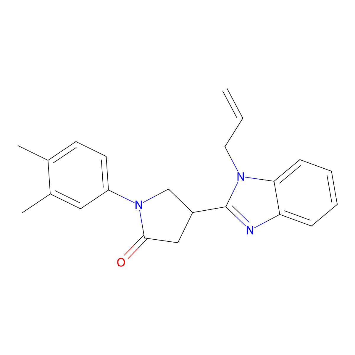 1-(3,4-dimethylphenyl)-4-[1-(prop-2-en-1-yl)-1H-1,3-benzodiazol-2-yl]pyrrolidin-2-one molecular structure, CAS 847394-82-5