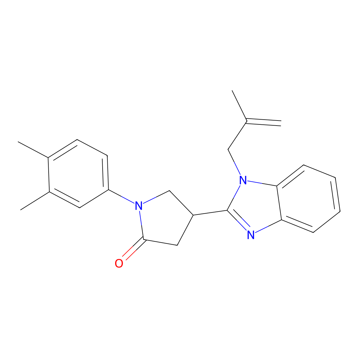 1-(3,4-dimethylphenyl)-4-(1-(2-methylallyl)-1H-benzo[d]imidazol-2-yl)pyrrolidin-2-one molecular structure, CAS 847394-83-6