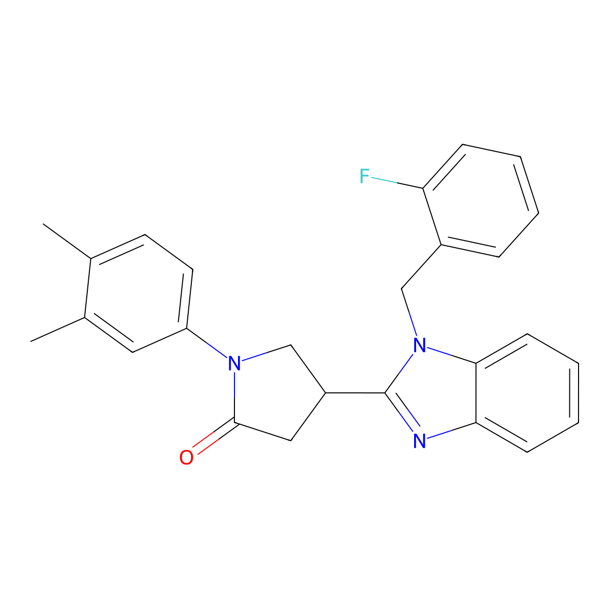 1-(3,4-Dimethylphenyl)-4-[1-[(2-fluorophenyl)methyl]benzimidazol-2-yl]pyrrolidin-2-one molecular structure, CAS 847394-89-2
