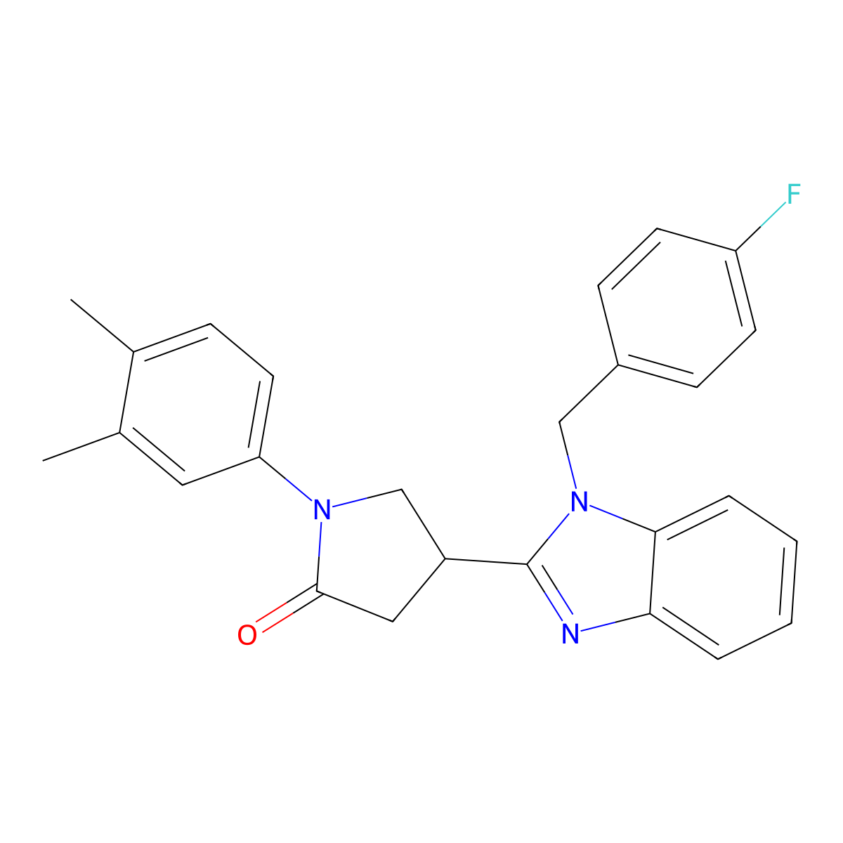 1-(3,4-dimethylphenyl)-4-(1-(4-fluorobenzyl)-1H-benzo[d]imidazol-2-yl)pyrrolidin-2-one molecular structure, CAS 847394-90-5