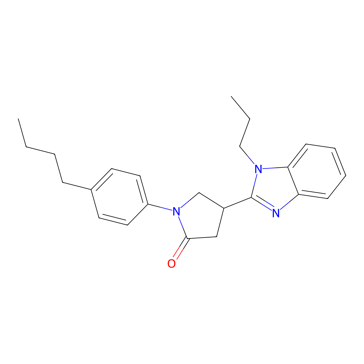 1-(4-butylphenyl)-4-(1-propyl-1H-benzo[d]imidazol-2-yl)pyrrolidin-2-one molecular structure, CAS 847395-04-4