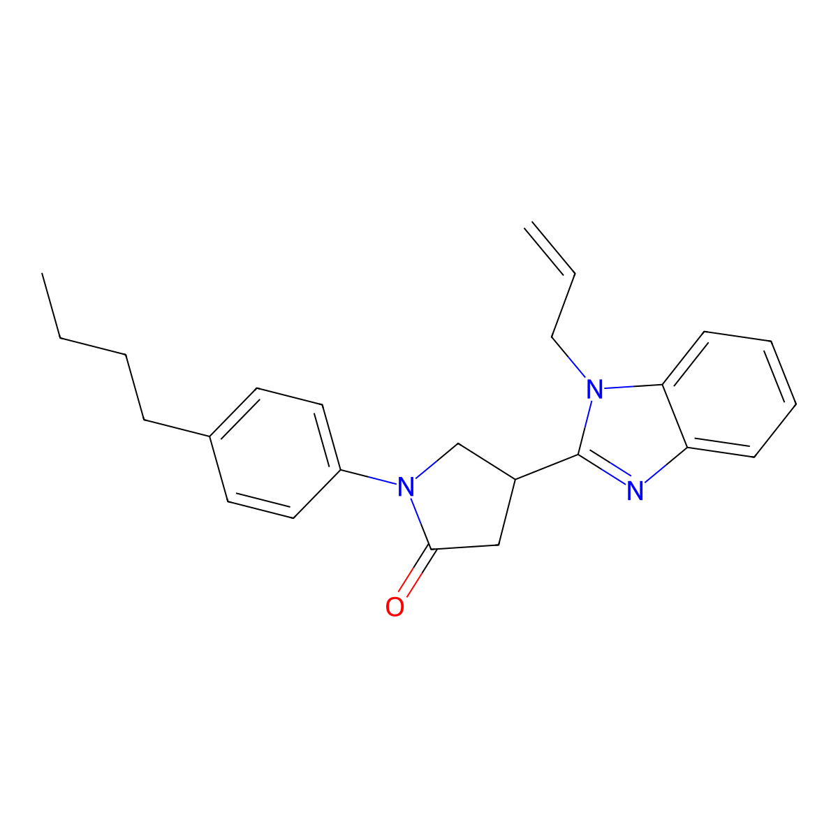 1-(4-butylphenyl)-4-[1-(prop-2-en-1-yl)-1H-1,3-benzodiazol-2-yl]pyrrolidin-2-one molecular structure, CAS 847395-05-5