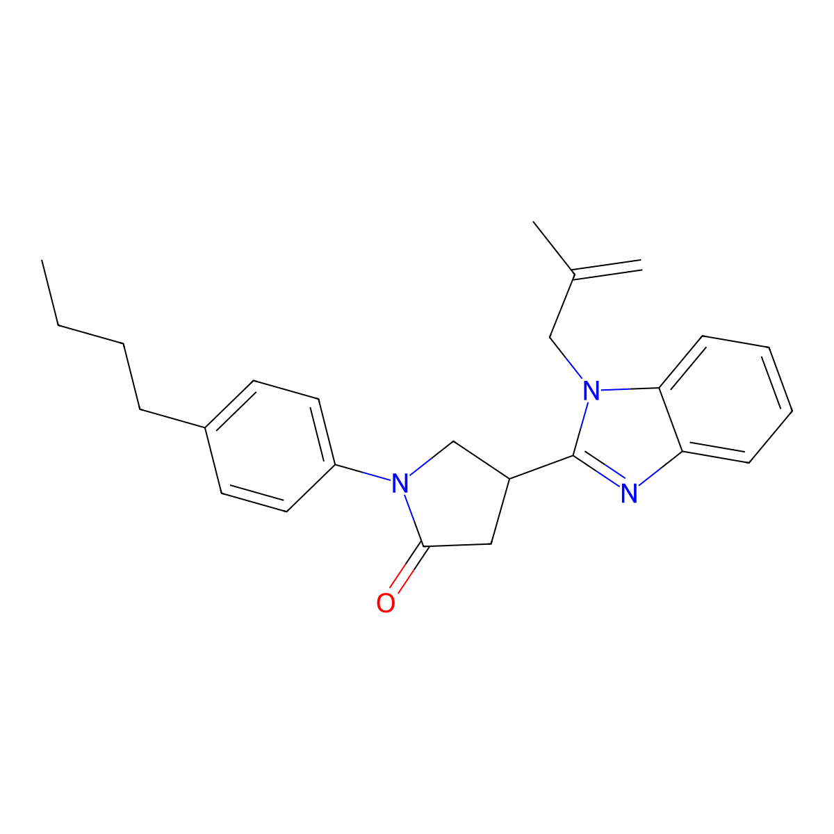 1-(4-butylphenyl)-4-(1-(2-methylallyl)-1H-benzo[d]imidazol-2-yl)pyrrolidin-2-one molecular structure, CAS 847395-06-6