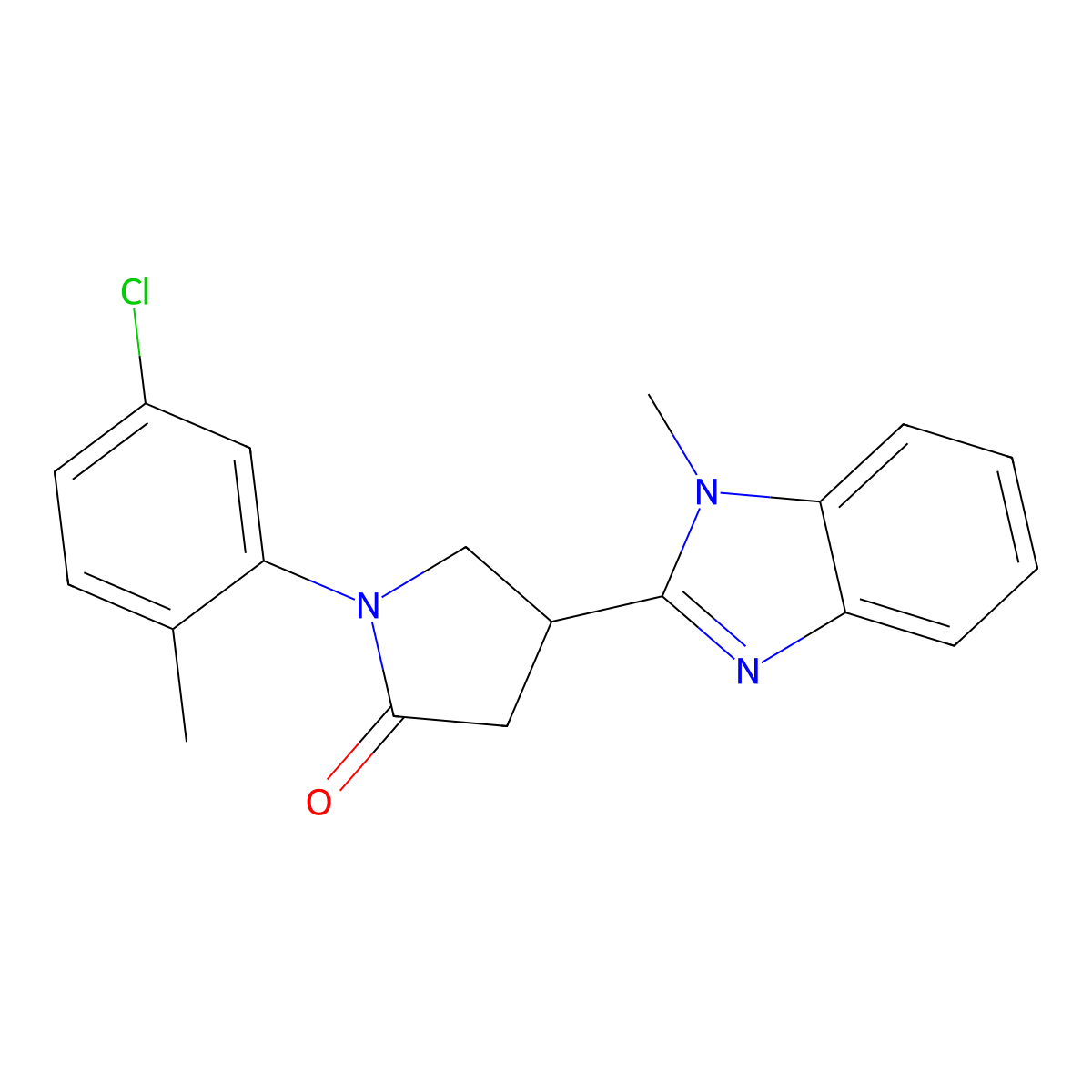 1-(5-chloro-2-methylphenyl)-4-(1-methyl-1H-benzimidazol-2-yl)pyrrolidin-2-one molecular structure, CAS 847395-07-7