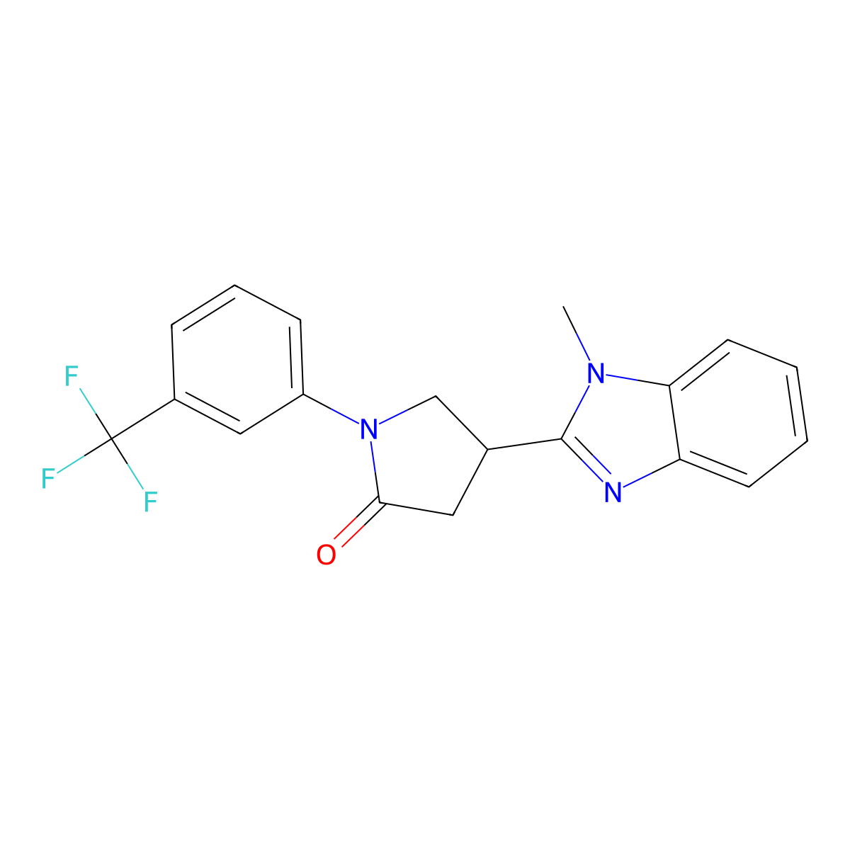 4-(1-Methylbenzimidazol-2-yl)-1-[3-(trifluoromethyl)phenyl]pyrrolidin-2-one molecular structure, CAS 847395-09-9