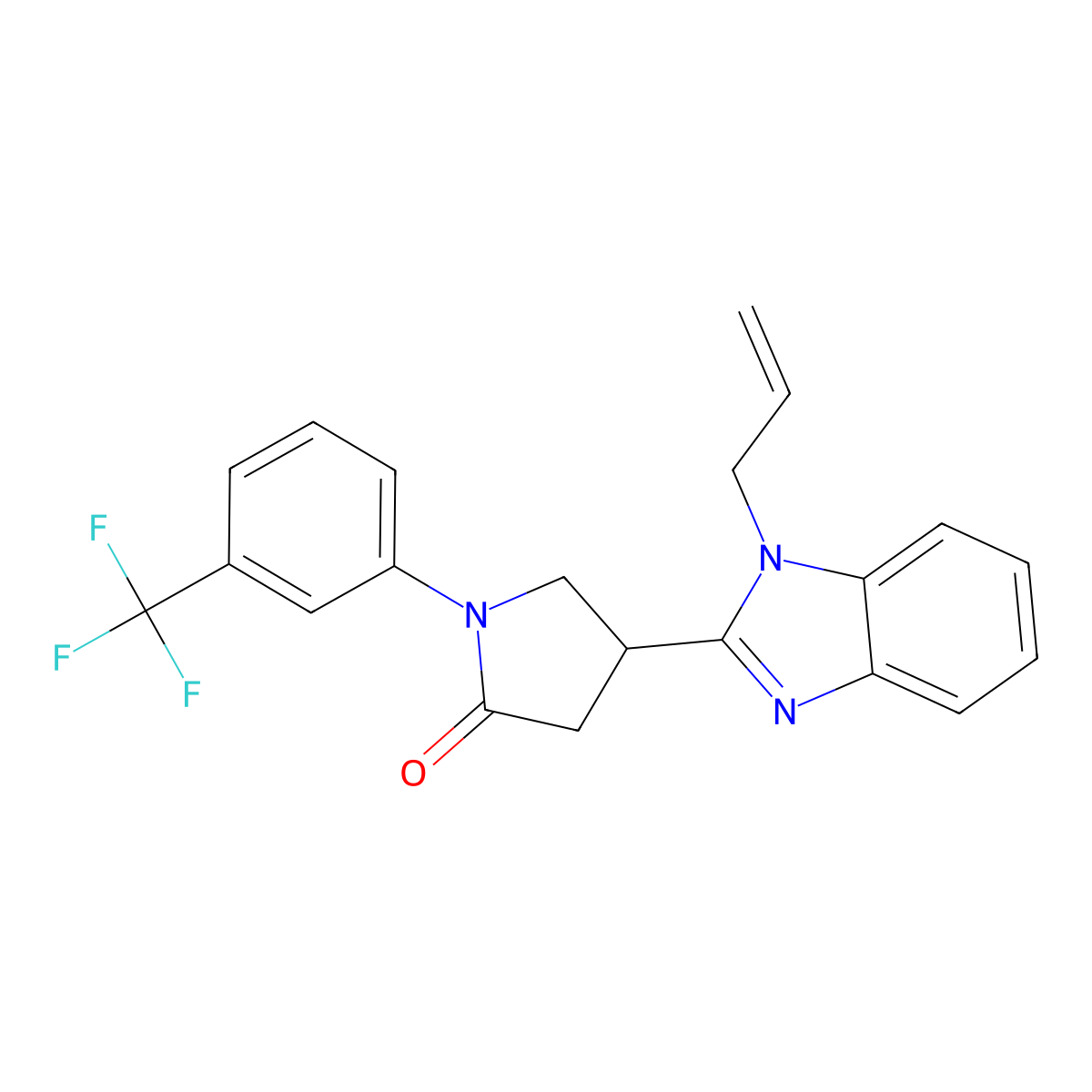 4-(1-allyl-1H-benzo[d]imidazol-2-yl)-1-(3-(trifluoromethyl)phenyl)pyrrolidin-2-one molecular structure, CAS 847395-13-5