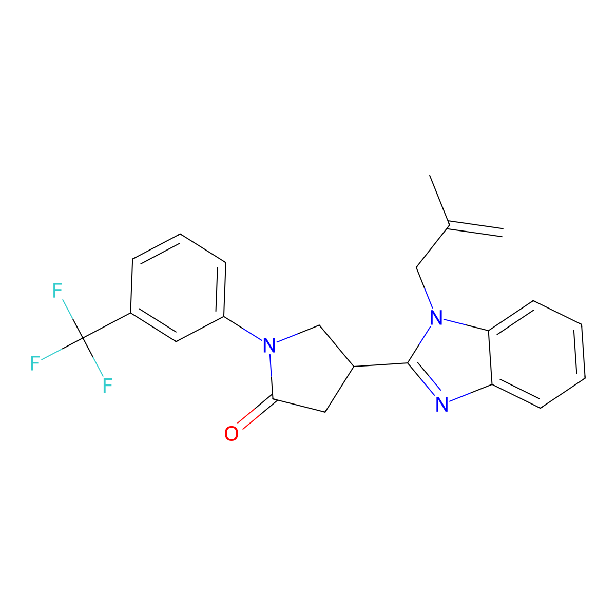 4-(1-(2-methylallyl)-1H-benzo[d]imidazol-2-yl)-1-(3-(trifluoromethyl)phenyl)pyrrolidin-2-one molecular structure, CAS 847395-14-6