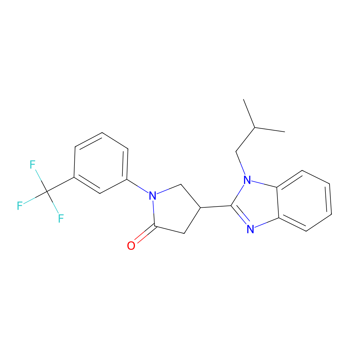 4-[1-(2-methylpropyl)-1H-1,3-benzodiazol-2-yl]-1-[3-(trifluoromethyl)phenyl]pyrrolidin-2-one molecular structure, CAS 847395-15-7