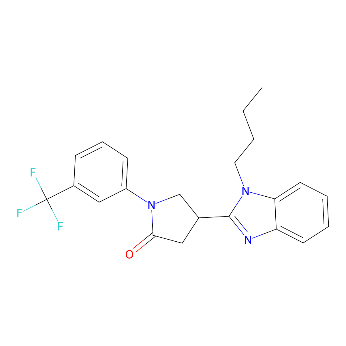 4-(1-Butylbenzimidazol-2-yl)-1-[3-(trifluoromethyl)phenyl]pyrrolidin-2-one molecular structure, CAS 847395-16-8
