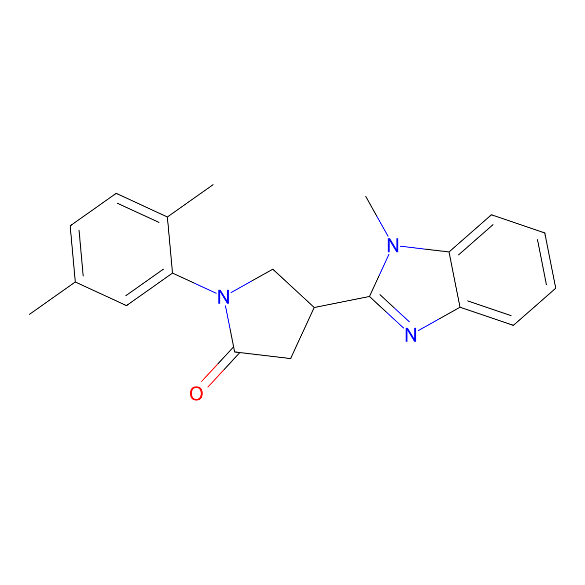 1-(2,5-Dimethylphenyl)-4-(1-methylbenzimidazol-2-yl)pyrrolidin-2-one molecular structure, CAS 847395-18-0