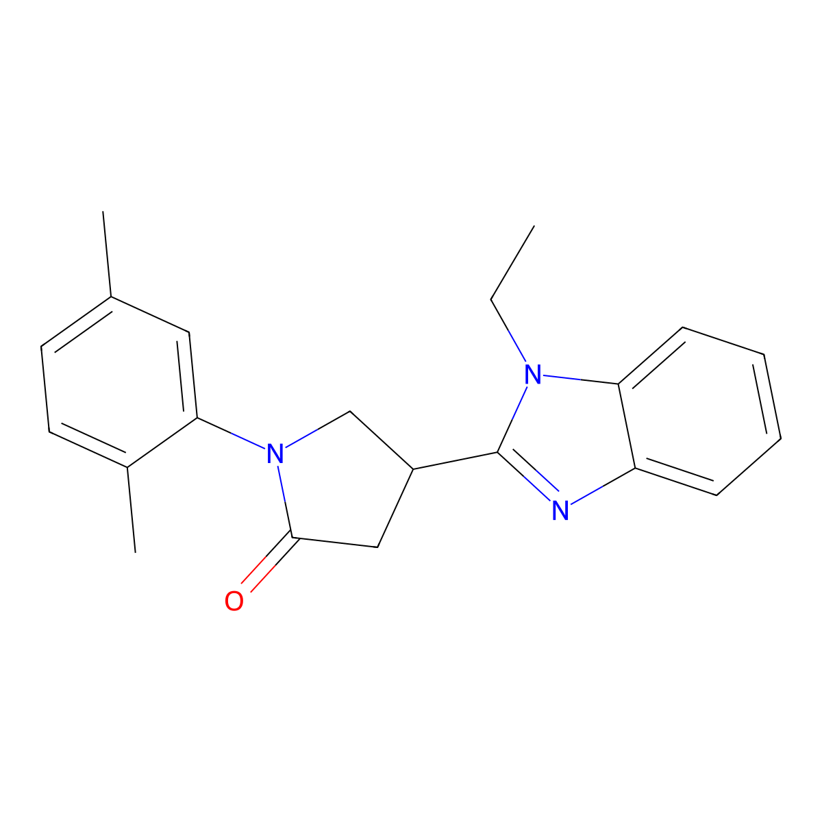1-(2,5-dimethylphenyl)-4-(1-ethyl-1H-1,3-benzodiazol-2-yl)pyrrolidin-2-one molecular structure, CAS 847395-19-1