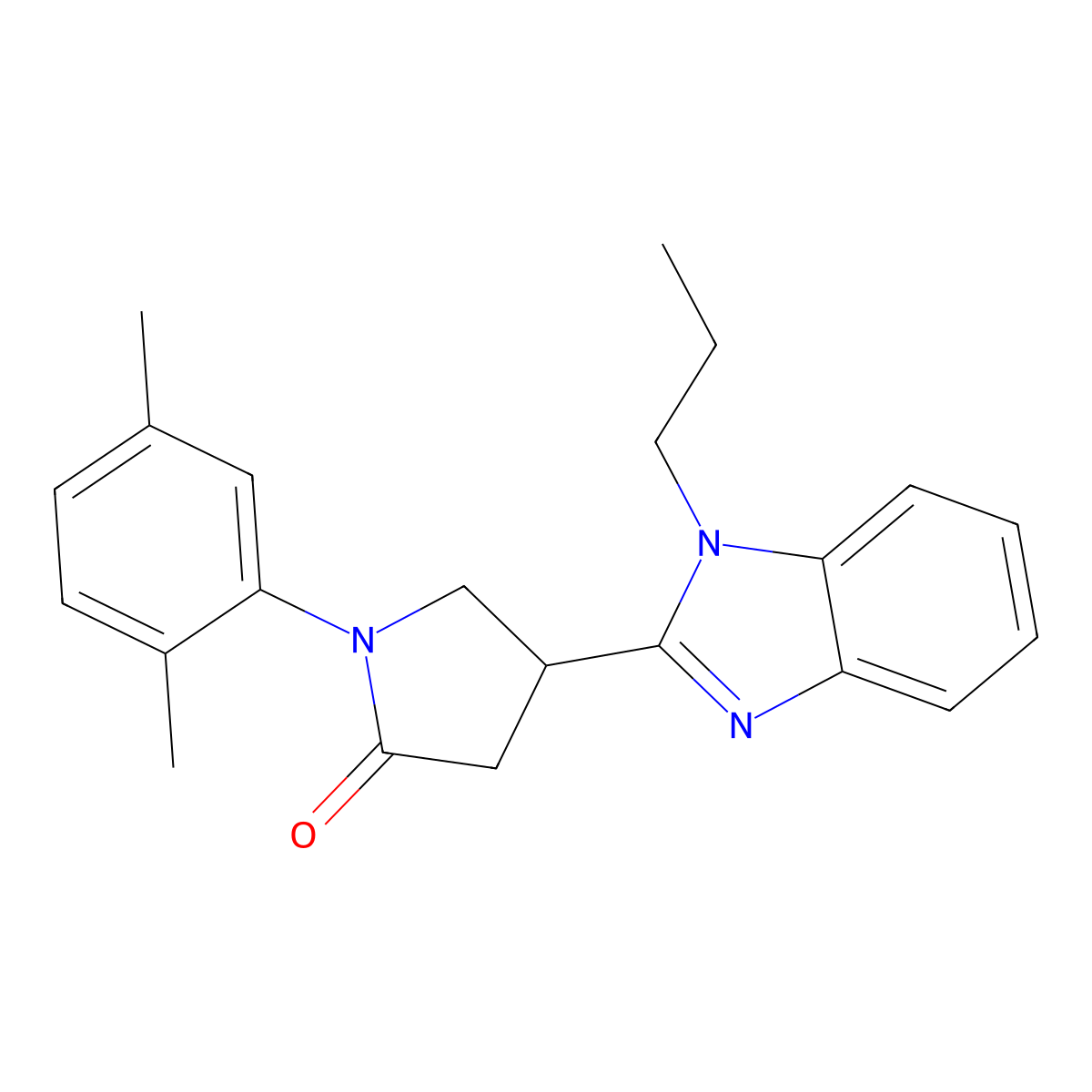 1-(2,5-Dimethylphenyl)-4-(1-propylbenzimidazol-2-yl)pyrrolidin-2-one molecular structure, CAS 847395-20-4