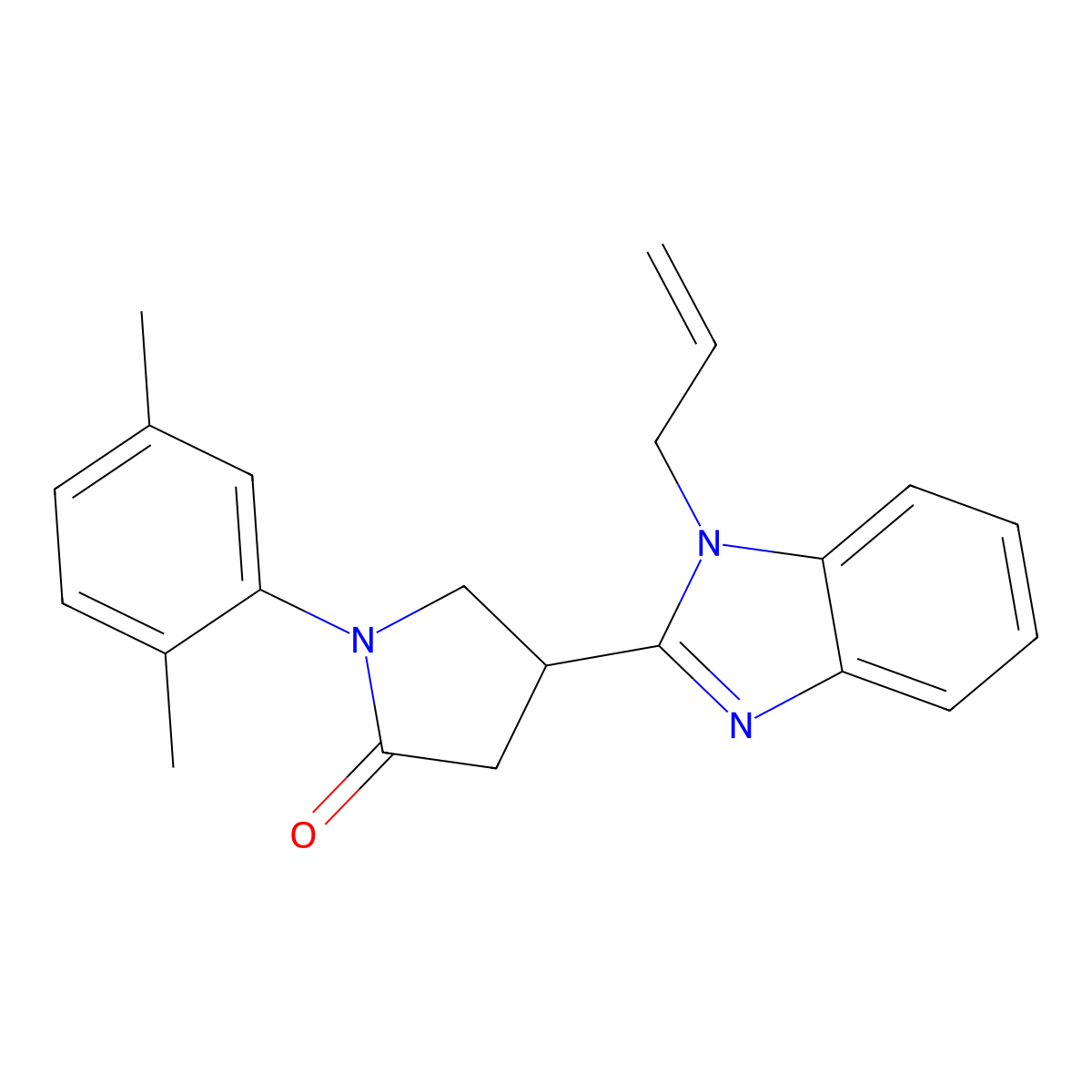 4-(1-allyl-1H-benzo[d]imidazol-2-yl)-1-(2,5-dimethylphenyl)pyrrolidin-2-one molecular structure, CAS 847395-21-5