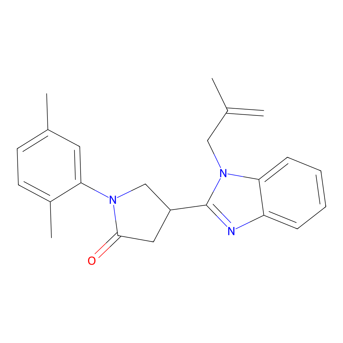 1-(2,5-dimethylphenyl)-4-[1-(2-methylprop-2-en-1-yl)-1H-1,3-benzodiazol-2-yl]pyrrolidin-2-one molecular structure, CAS 847395-22-6