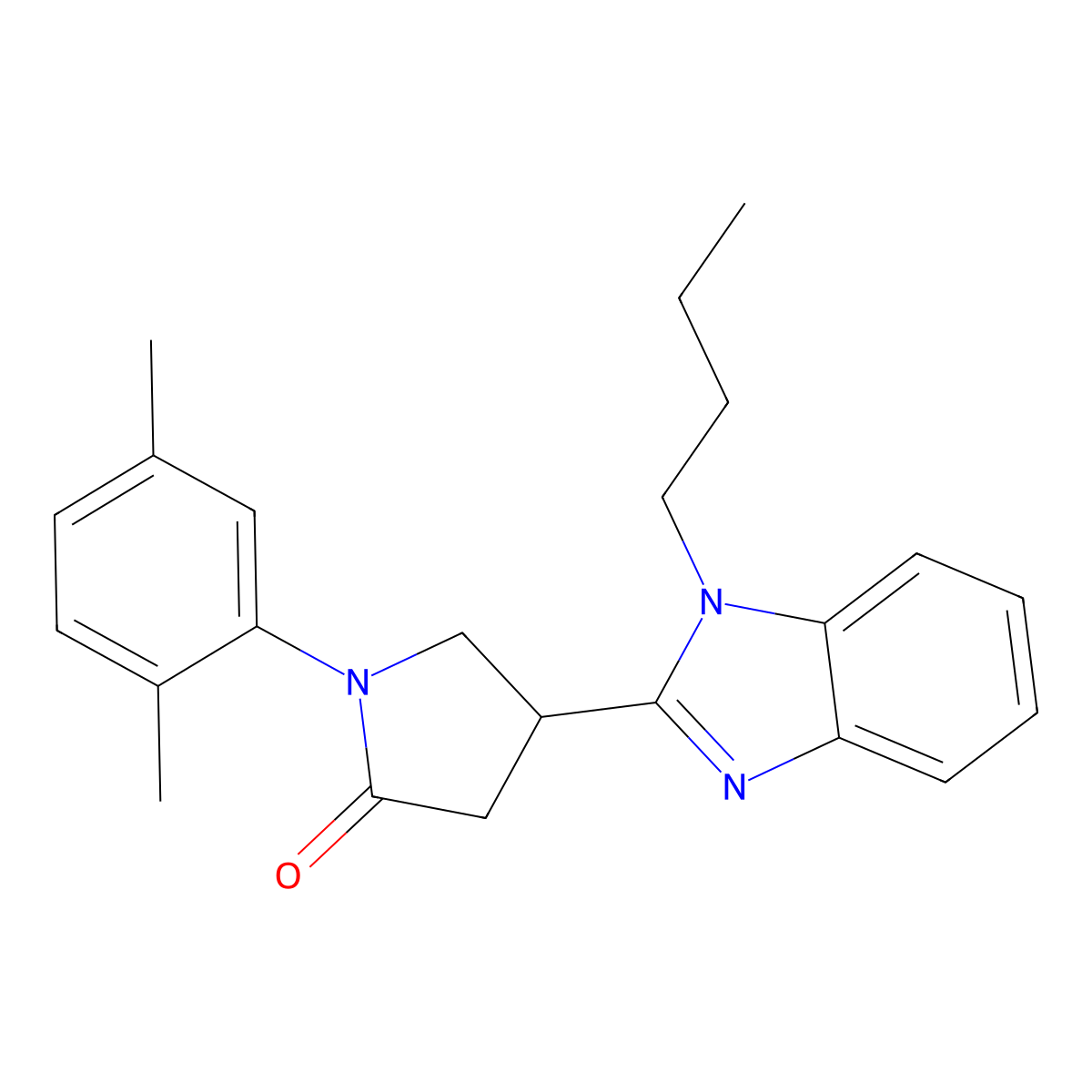4-(1-butyl-1H-benzo[d]imidazol-2-yl)-1-(2,5-dimethylphenyl)pyrrolidin-2-one molecular structure, CAS 847395-23-7