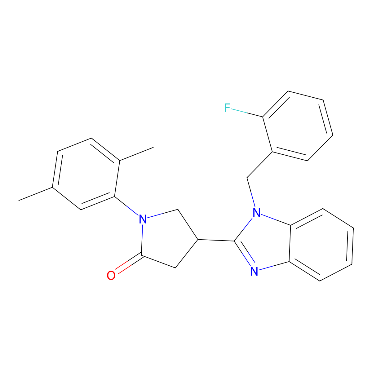 1-(2,5-Dimethylphenyl)-4-[1-[(2-fluorophenyl)methyl]benzimidazol-2-yl]pyrrolidin-2-one molecular structure, CAS 847395-25-9