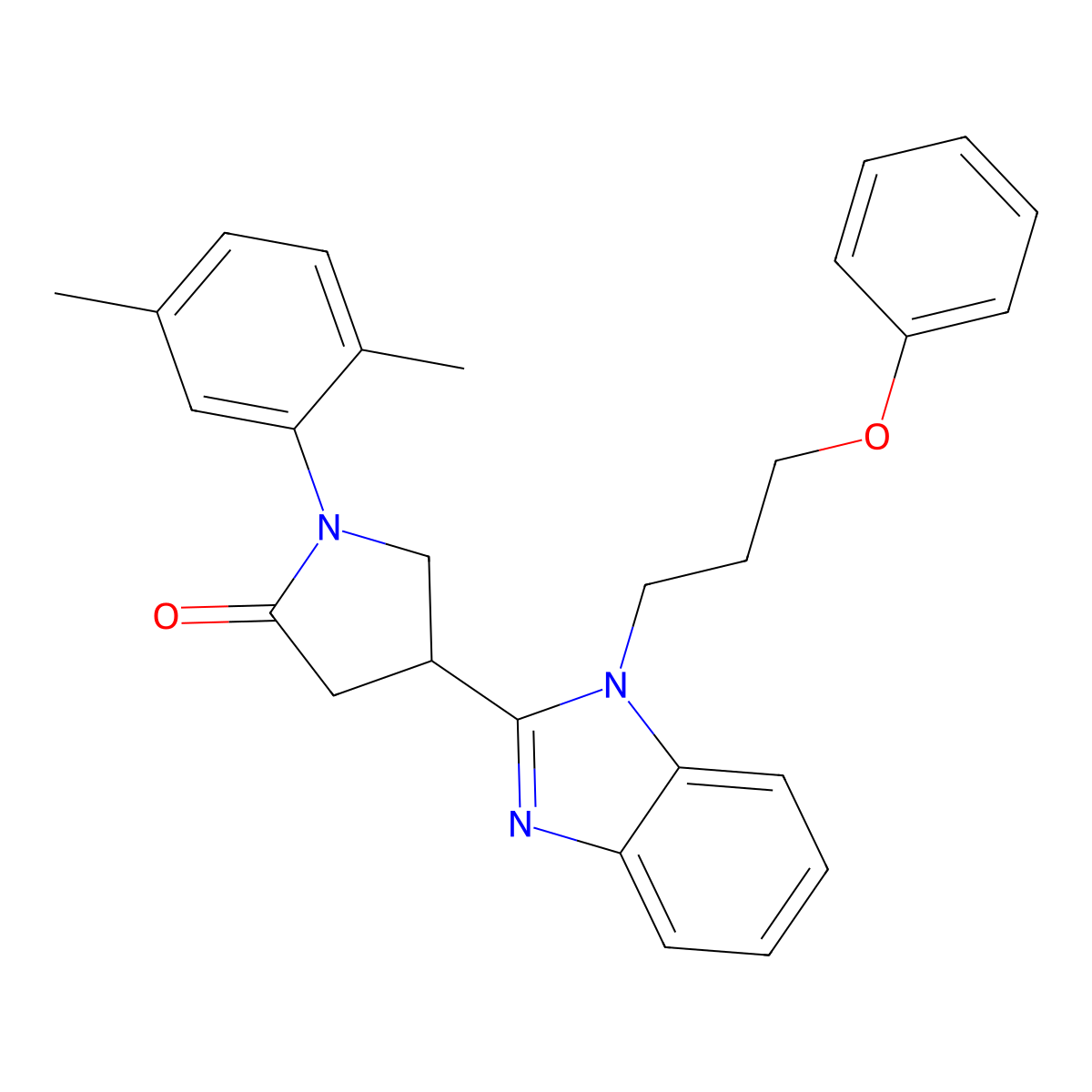 1-(2,5-Dimethylphenyl)-4-[1-(3-phenoxypropyl)benzimidazol-2-yl]pyrrolidin-2-one molecular structure, CAS 847395-32-8