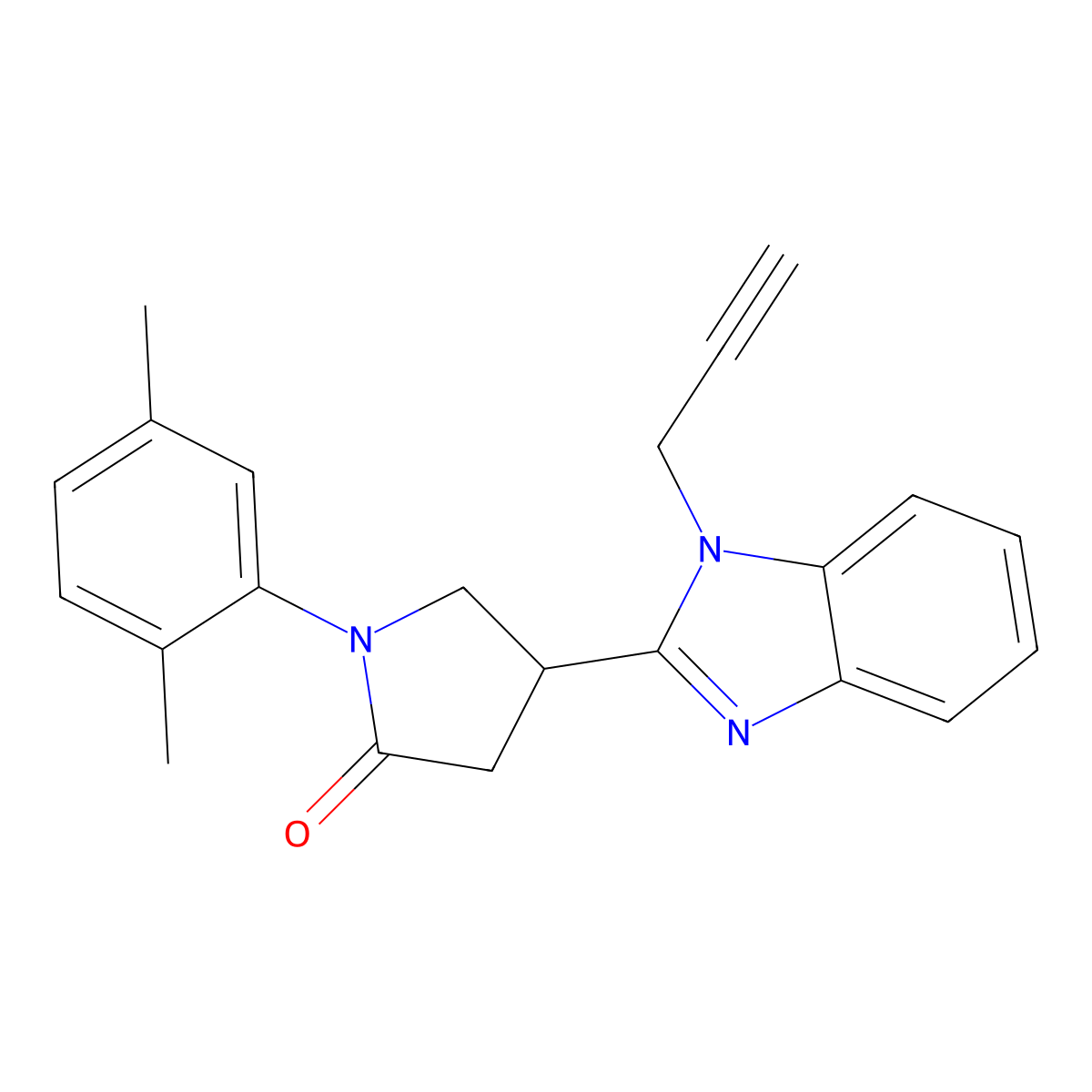 1-(2,5-dimethylphenyl)-4-(1-(prop-2-yn-1-yl)-1H-benzo[d]imidazol-2-yl)pyrrolidin-2-one molecular structure, CAS 847395-35-1