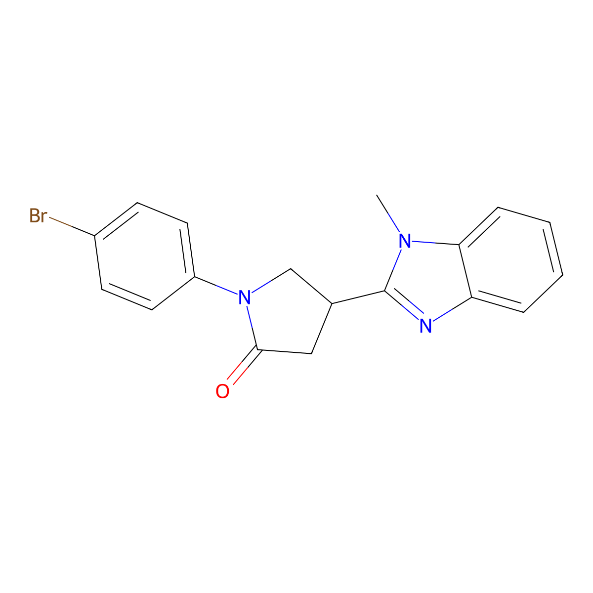 1-(4-bromophenyl)-4-(1-methyl-1H-1,3-benzodiazol-2-yl)pyrrolidin-2-one molecular structure, CAS 847395-36-2