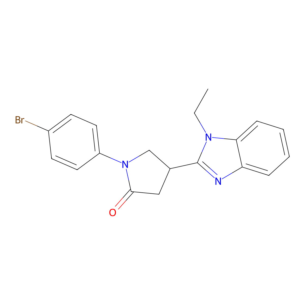1-(4-Bromophenyl)-4-(1-ethylbenzimidazol-2-yl)pyrrolidin-2-one molecular structure, CAS 847395-37-3