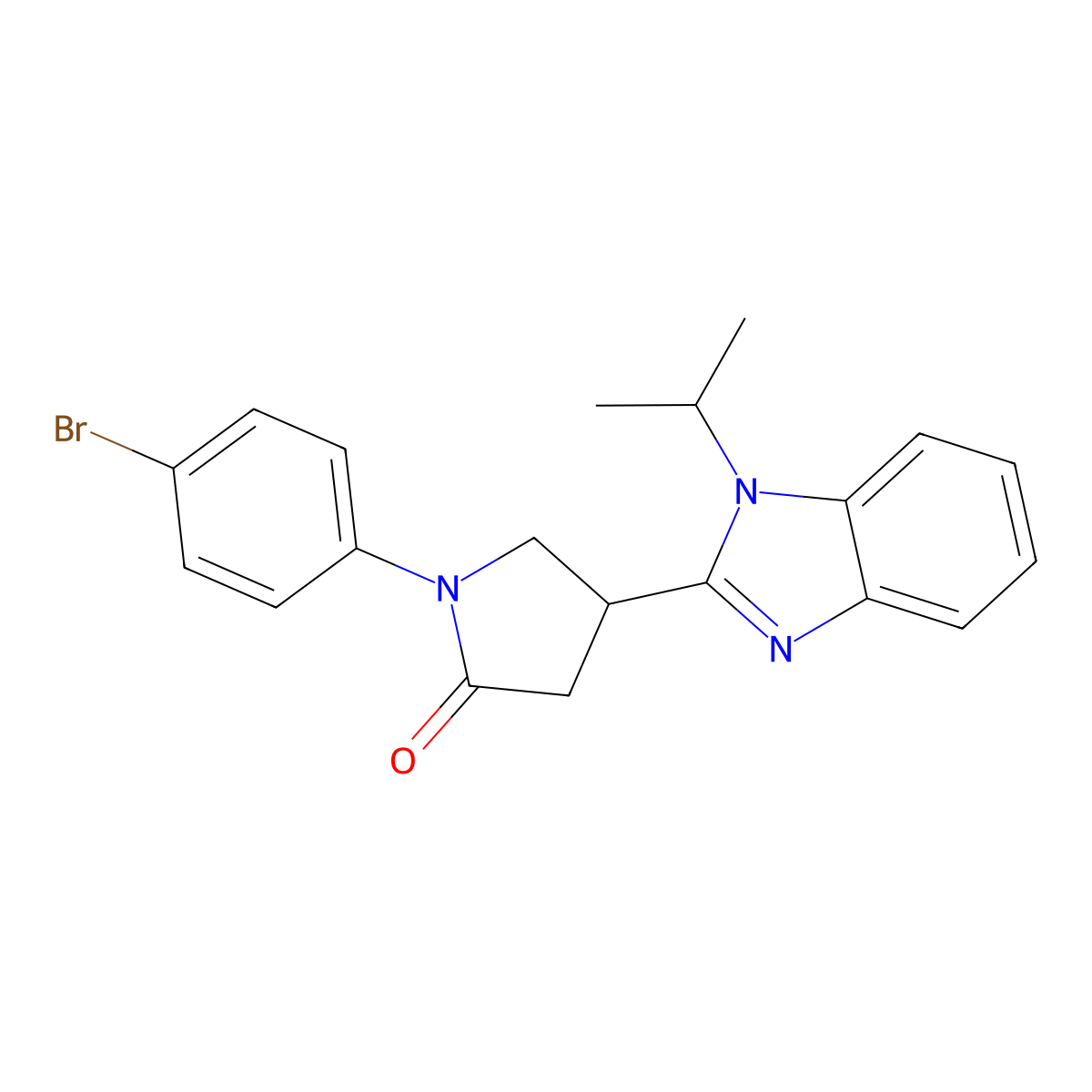 1-(4-bromophenyl)-4-[1-(propan-2-yl)-1H-1,3-benzodiazol-2-yl]pyrrolidin-2-one molecular structure, CAS 847395-39-5
