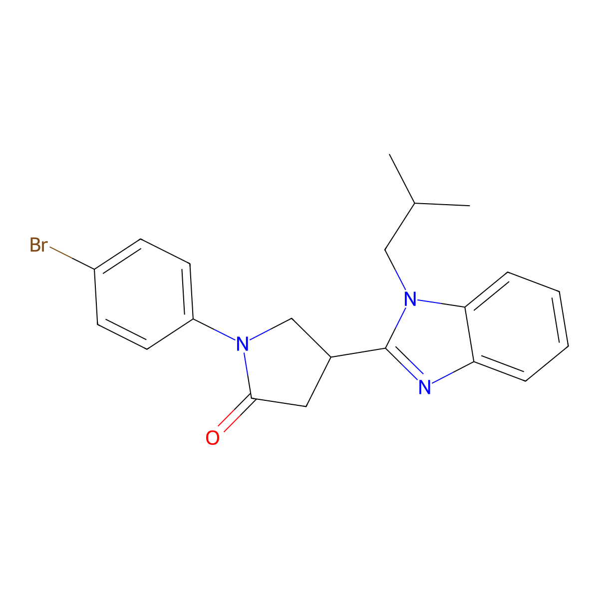 1-(4-bromophenyl)-4-(1-isobutyl-1H-benzo[d]imidazol-2-yl)pyrrolidin-2-one molecular structure, CAS 847395-42-0