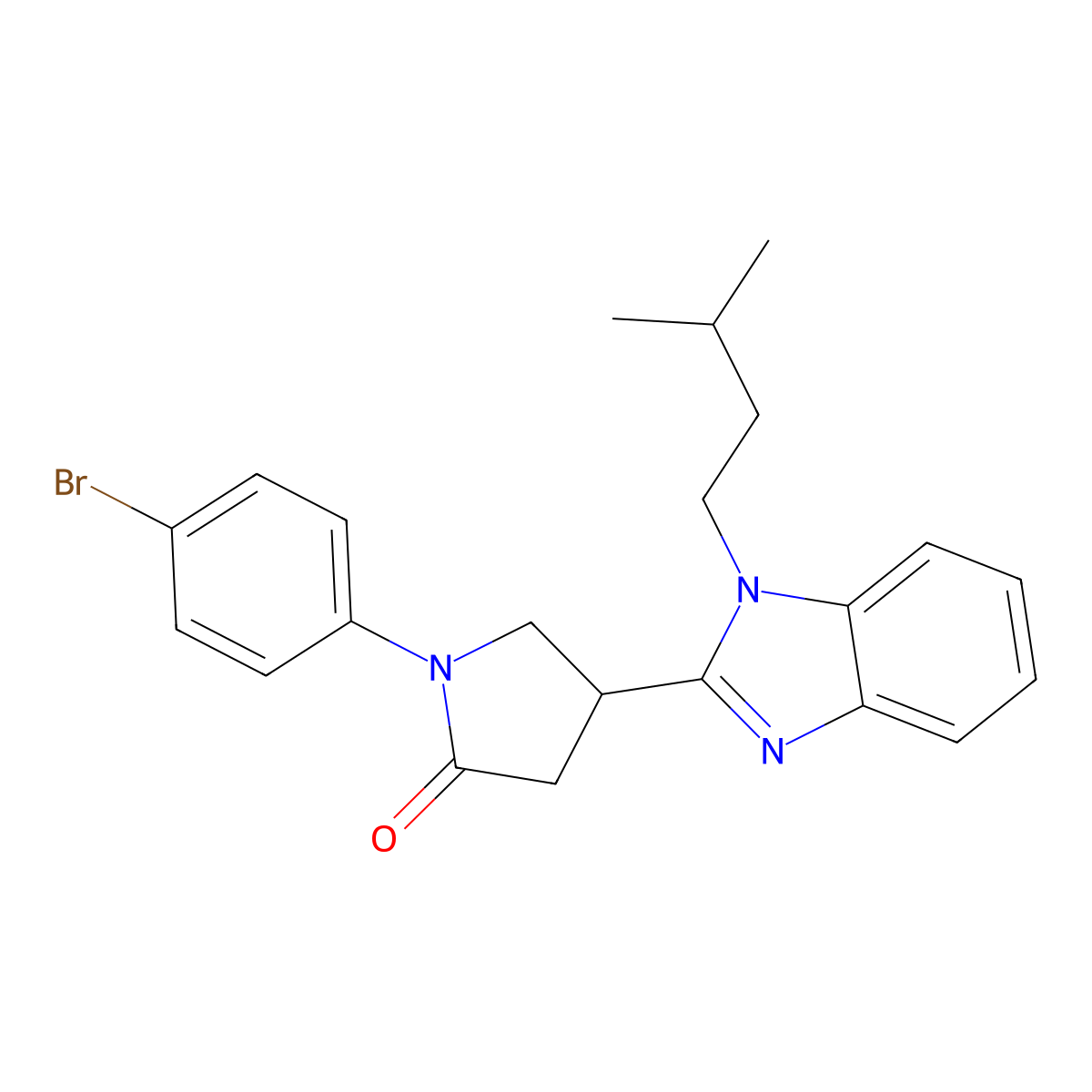 1-(4-Bromophenyl)-4-[1-(3-methylbutyl)benzimidazol-2-yl]pyrrolidin-2-one molecular structure, CAS 847395-44-2