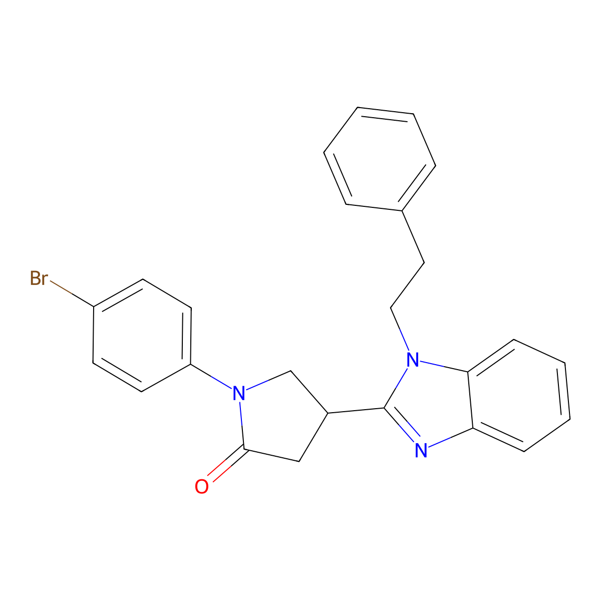 1-(4-bromophenyl)-4-[1-(2-phenylethyl)-1H-1,3-benzodiazol-2-yl]pyrrolidin-2-one molecular structure, CAS 847395-45-3