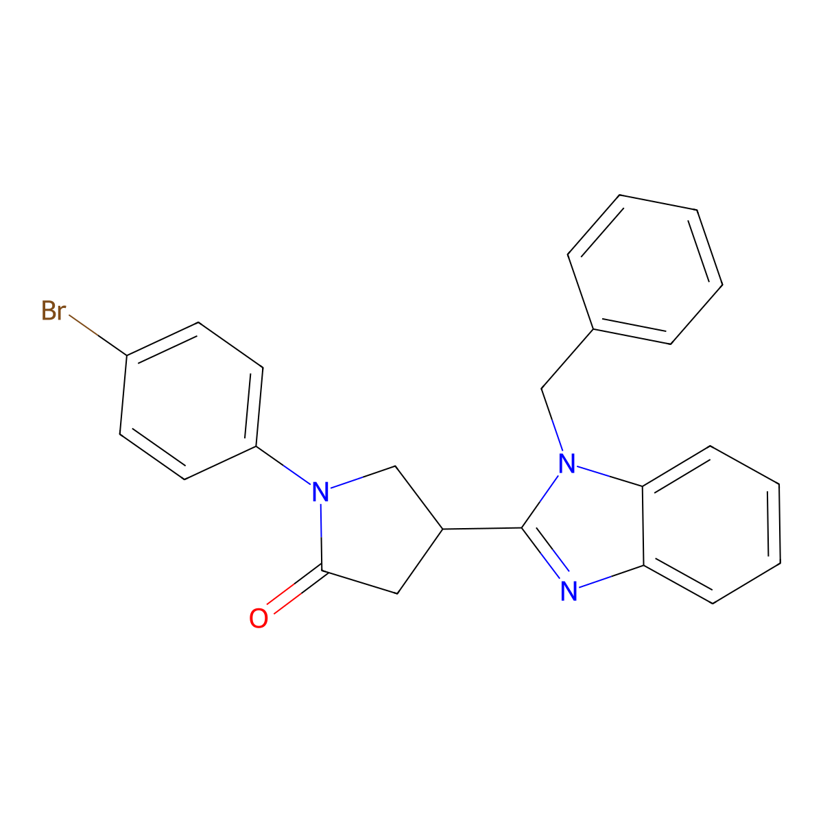 4-(1-benzyl-1H-benzo[d]imidazol-2-yl)-1-(4-bromophenyl)pyrrolidin-2-one molecular structure, CAS 847395-46-4