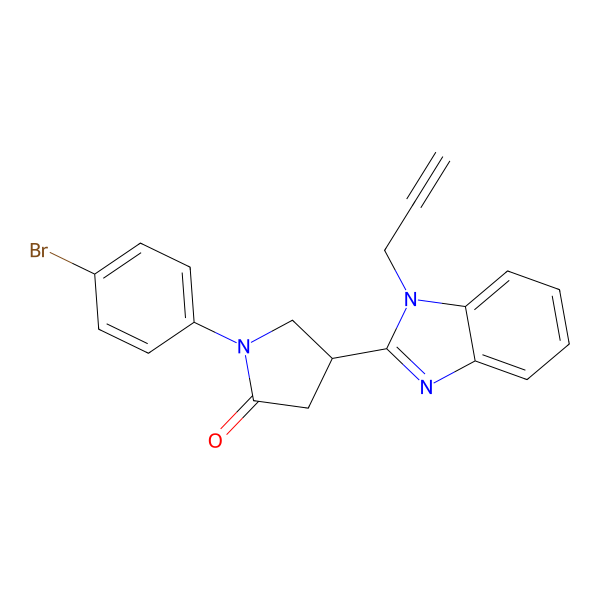 1-(4-bromophenyl)-4-(1-(prop-2-yn-1-yl)-1H-benzo[d]imidazol-2-yl)pyrrolidin-2-one molecular structure, CAS 847395-51-1