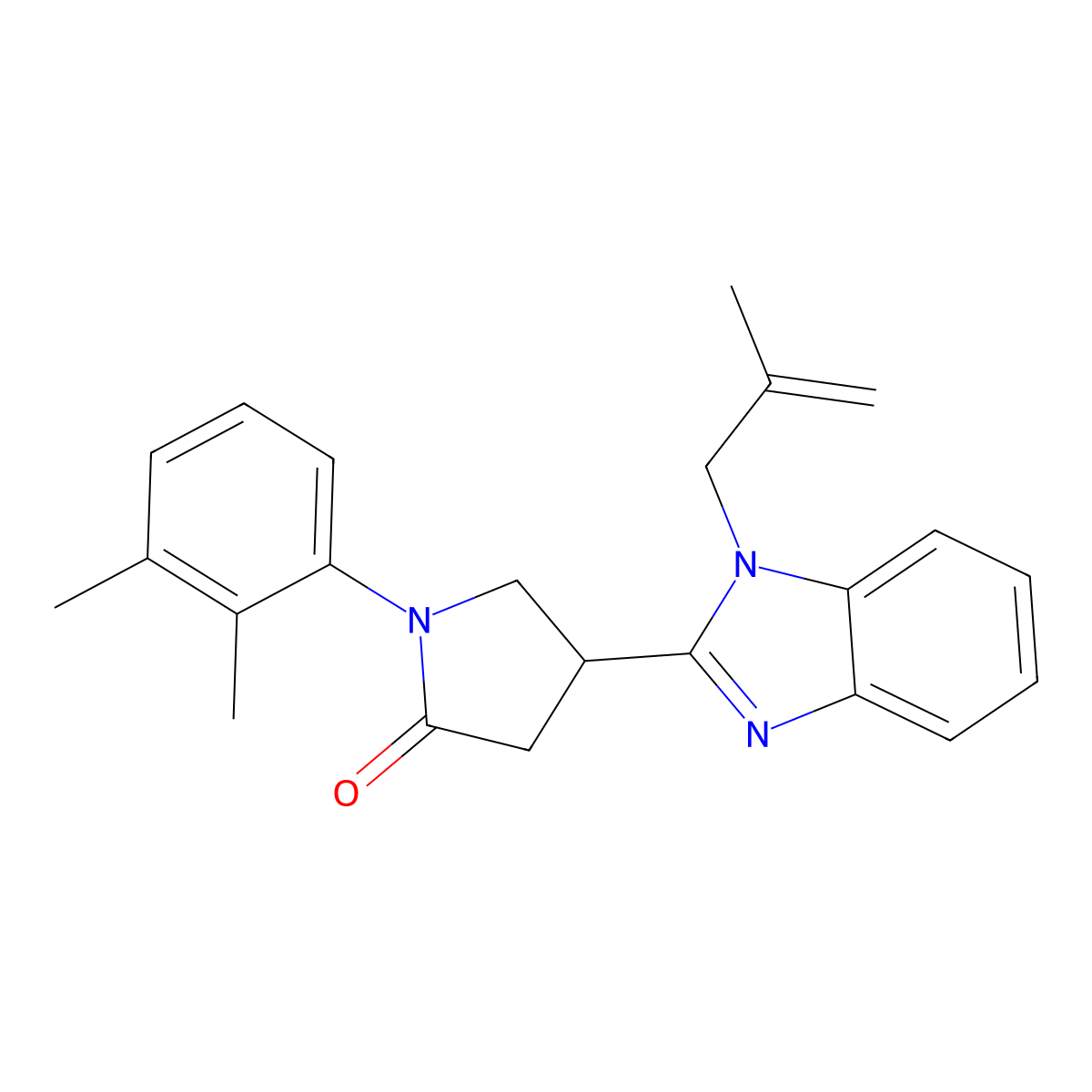 1-(2,3-dimethylphenyl)-4-[1-(2-methylprop-2-en-1-yl)-1H-1,3-benzodiazol-2-yl]pyrrolidin-2-one molecular structure, CAS 847395-57-7
