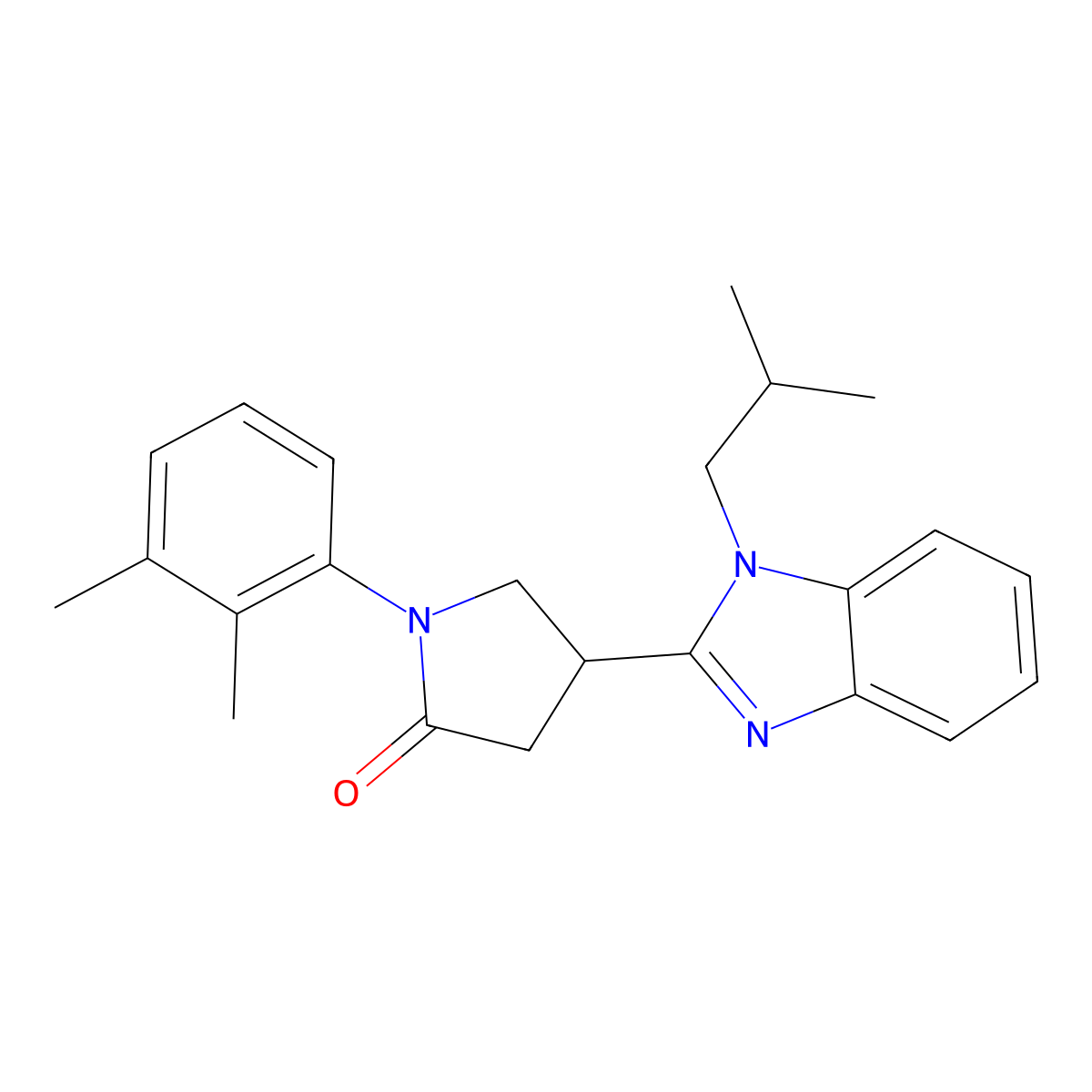 1-(2,3-Dimethylphenyl)-4-[1-(2-methylpropyl)benzimidazol-2-yl]pyrrolidin-2-one molecular structure, CAS 847395-58-8