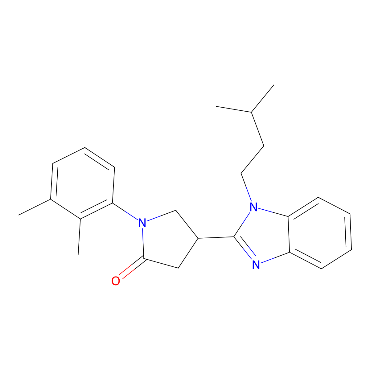 1-(2,3-Dimethylphenyl)-4-[1-(3-methylbutyl)benzimidazol-2-yl]pyrrolidin-2-one molecular structure, CAS 847395-60-2