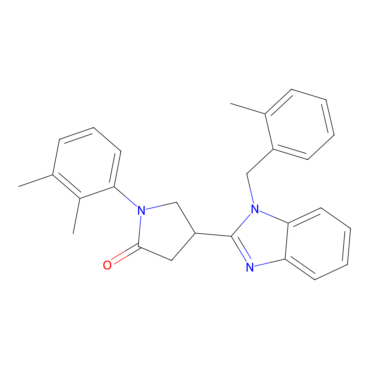 1-(2,3-dimethylphenyl)-4-(1-(2-methylbenzyl)-1H-benzo[d]imidazol-2-yl)pyrrolidin-2-one molecular structure, CAS 847395-64-6