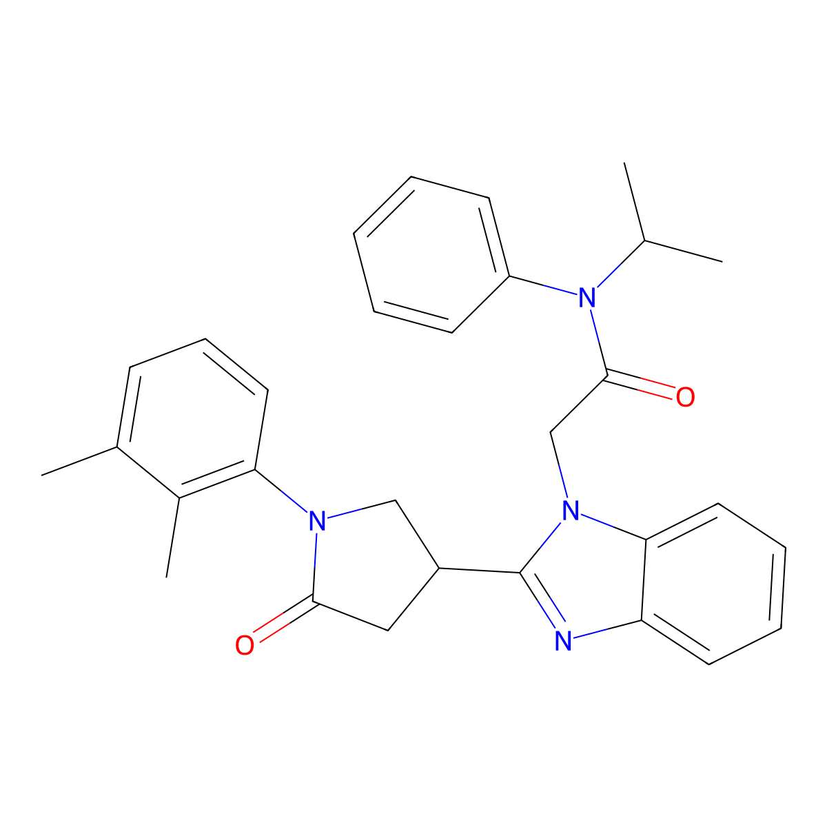 2-(2-(1-(2,3-dimethylphenyl)-5-oxopyrrolidin-3-yl)-1H-benzo[d]imidazol-1-yl)-N-isopropyl-N-phenylacetamide molecular structure, CAS 847395-65-7