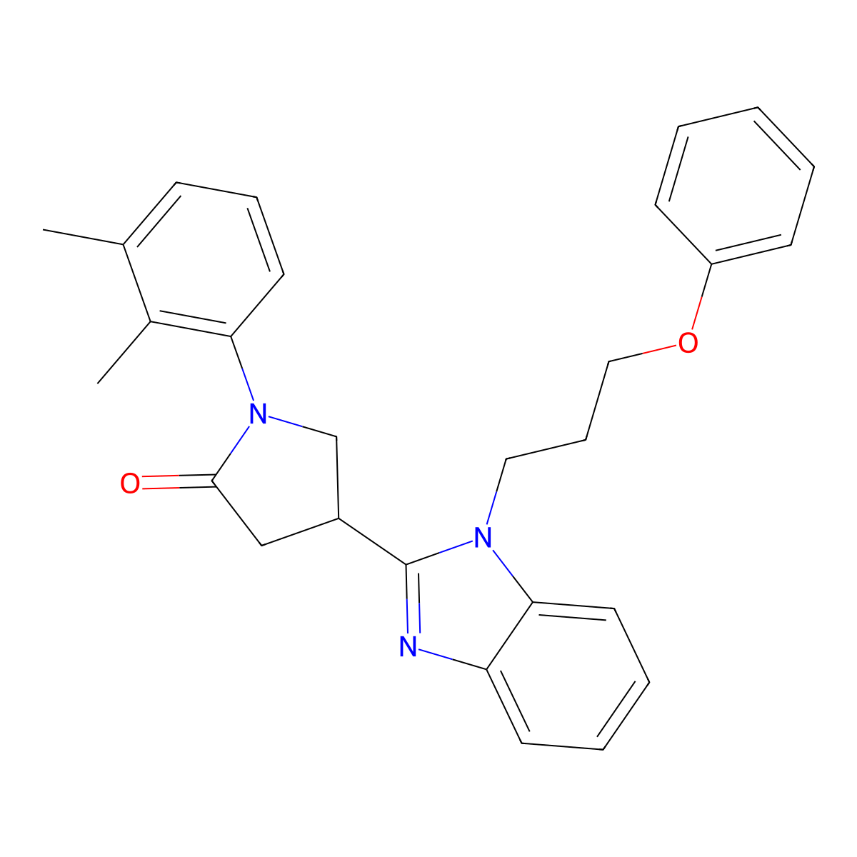 1-(2,3-dimethylphenyl)-4-[1-(3-phenoxypropyl)-1H-1,3-benzodiazol-2-yl]pyrrolidin-2-one molecular structure, CAS 847395-71-5