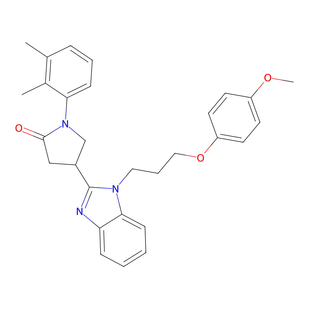 1-(2,3-dimethylphenyl)-4-(1-(3-(4-methoxyphenoxy)propyl)-1H-benzo[d]imidazol-2-yl)pyrrolidin-2-one molecular structure, CAS 847395-72-6