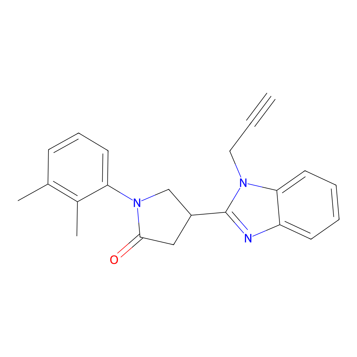 1-(2,3-Dimethylphenyl)-4-(1-prop-2-ynylbenzimidazol-2-yl)pyrrolidin-2-one molecular structure, CAS 847395-74-8