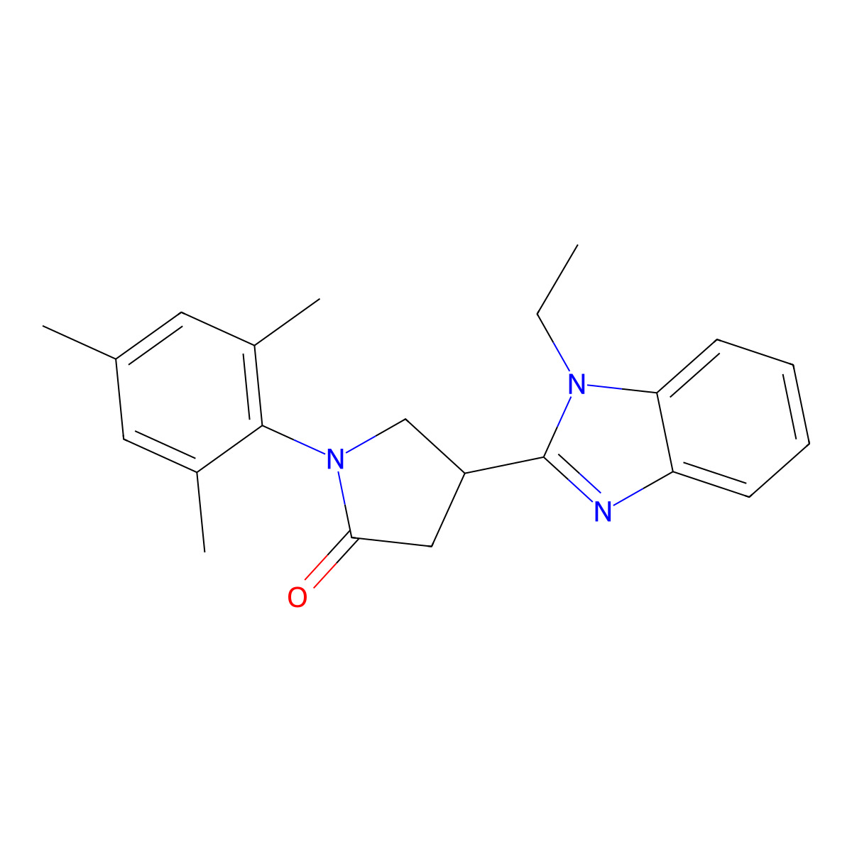 4-(1-ethyl-1H-benzimidazol-2-yl)-1-(2,4,6-trimethylphenyl)pyrrolidin-2-one molecular structure, CAS 847395-77-1