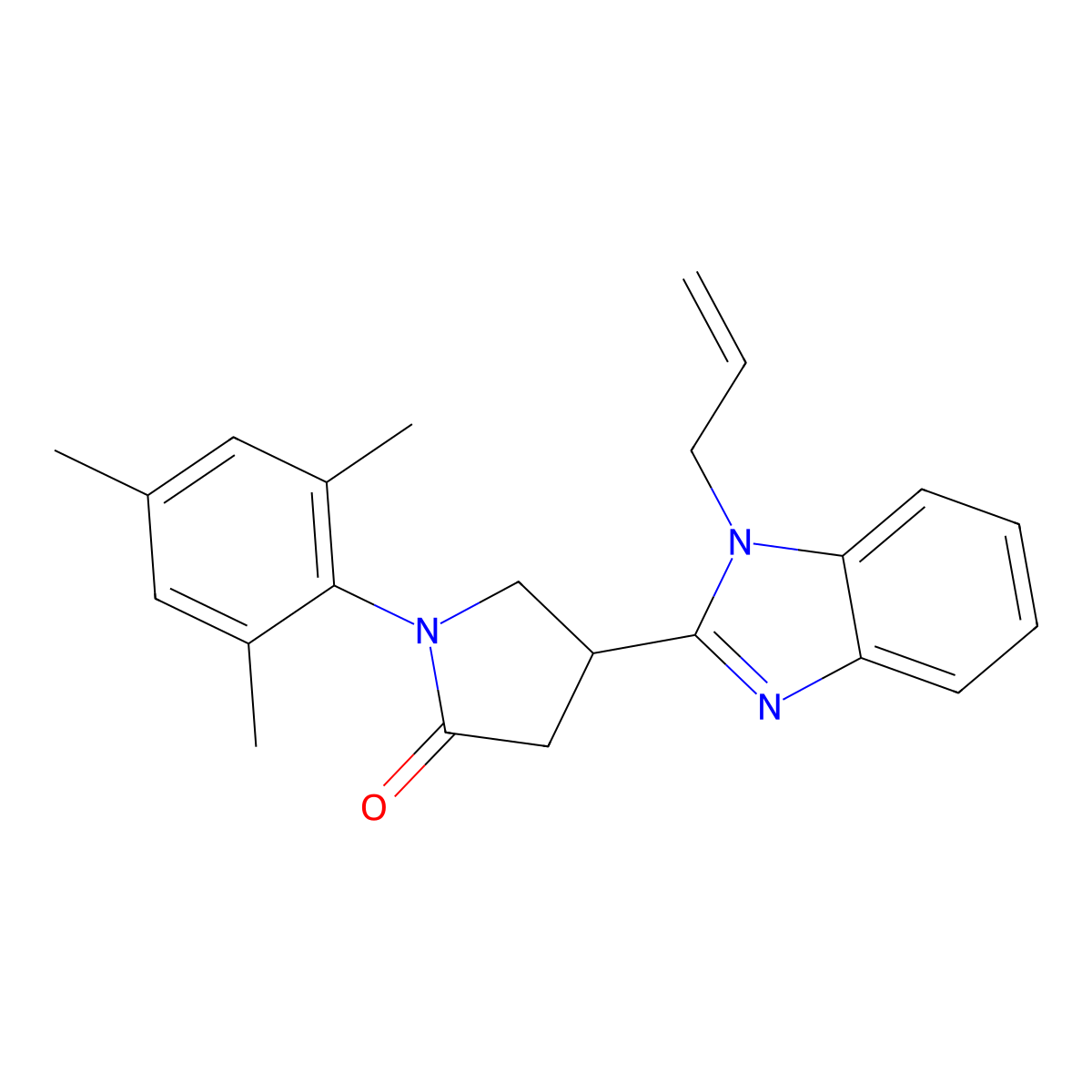 4-(1-allyl-1H-benzo[d]imidazol-2-yl)-1-mesitylpyrrolidin-2-one molecular structure, CAS 847395-80-6