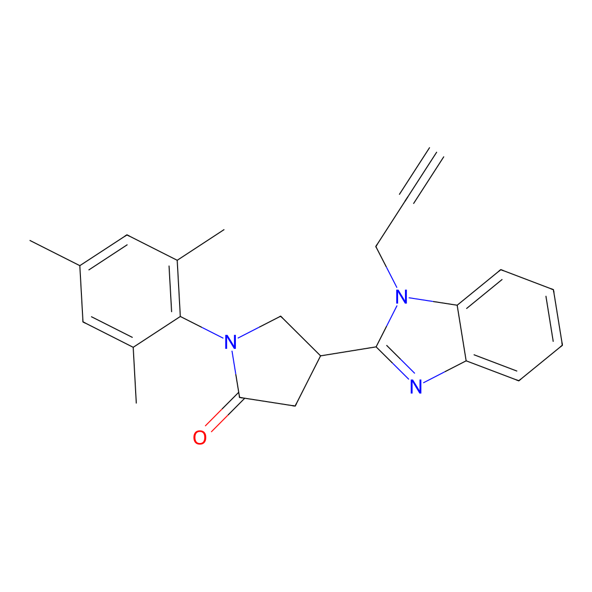 1-mesityl-4-(1-(prop-2-yn-1-yl)-1H-benzo[d]imidazol-2-yl)pyrrolidin-2-one molecular structure, CAS 847395-86-2