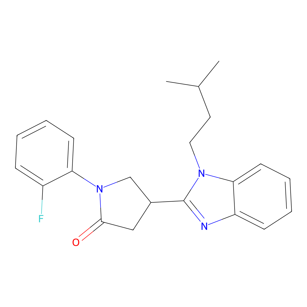 1-(2-Fluorophenyl)-4-[1-(3-methylbutyl)benzimidazol-2-yl]pyrrolidin-2-one molecular structure, CAS 847395-94-2