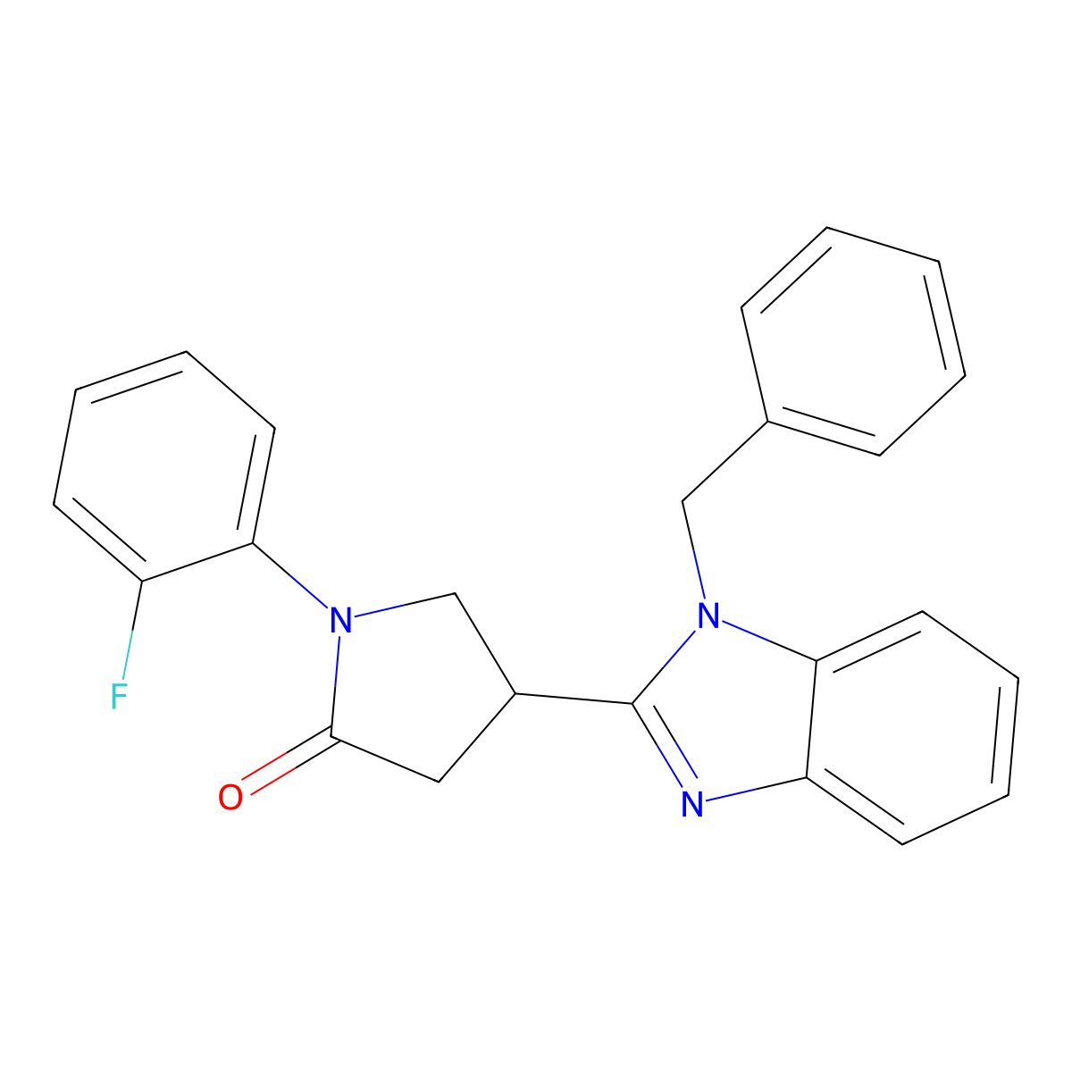4-(1-benzyl-1H-benzo[d]imidazol-2-yl)-1-(2-fluorophenyl)pyrrolidin-2-one molecular structure, CAS 847395-95-3