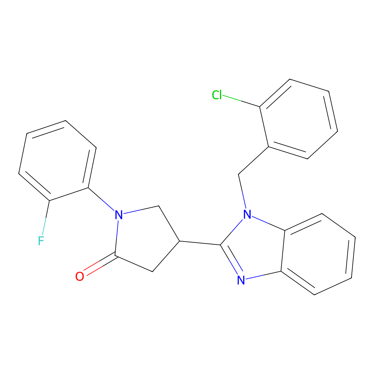 4-[1-[(2-Chlorophenyl)methyl]benzimidazol-2-yl]-1-(2-fluorophenyl)pyrrolidin-2-one molecular structure, CAS 847395-97-5