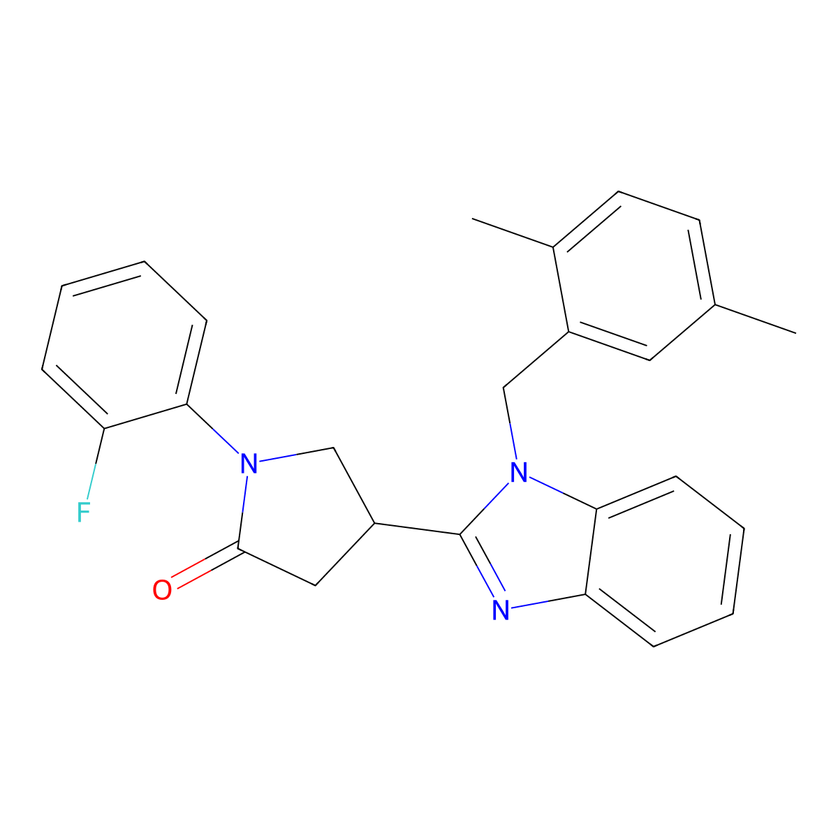 4-[1-[(2,5-Dimethylphenyl)methyl]benzimidazol-2-yl]-1-(2-fluorophenyl)pyrrolidin-2-one molecular structure, CAS 847396-01-4