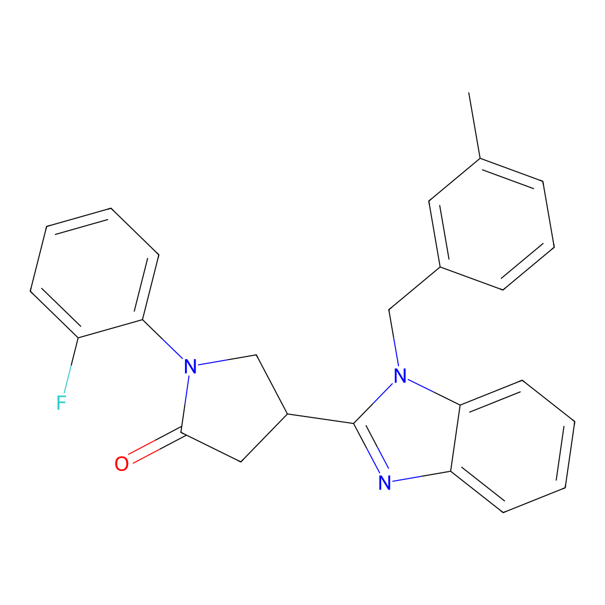 1-(2-Fluorophenyl)-4-[1-[(3-methylphenyl)methyl]benzimidazol-2-yl]pyrrolidin-2-one molecular structure, CAS 847396-02-5