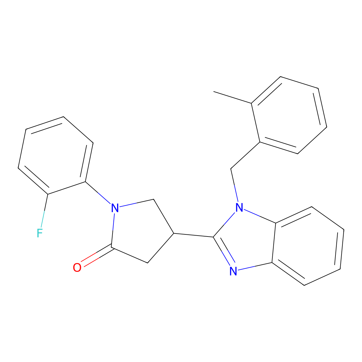 1-(2-Fluorophenyl)-4-[1-[(2-methylphenyl)methyl]benzimidazol-2-yl]pyrrolidin-2-one molecular structure, CAS 847396-03-6