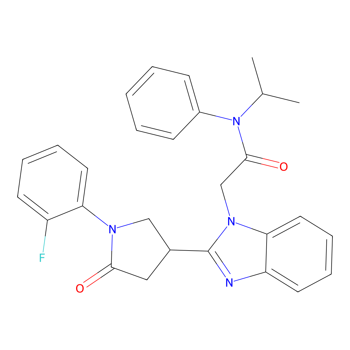 2-(2-(1-(2-fluorophenyl)-5-oxopyrrolidin-3-yl)-1H-benzo[d]imidazol-1-yl)-N-isopropyl-N-phenylacetamide molecular structure, CAS 847396-05-8
